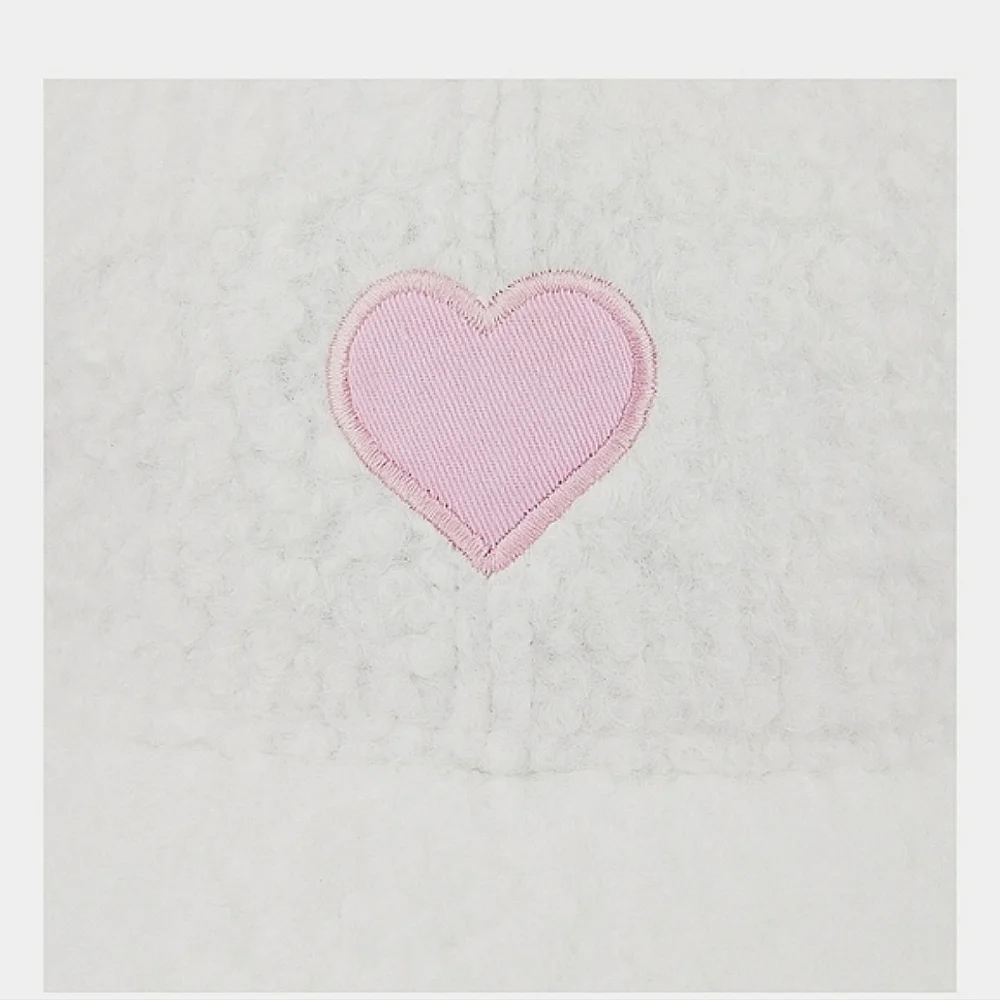 Faux Sherpa Heart Hat - White Baseball Cap Valentines Day Casual Baddie